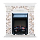 Каминокомплект Glenrich Арочный Арбат (белый)+Fobos Black