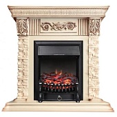 Каминокомплект Royal Flame Luxemburg сланец бежевый (слоновая кость с патиной)+Fobos FX Black