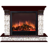 Каминокомплект Glenrich Панорама Карелия Sharm 39 (красное дерево)+Sharm 39 BL