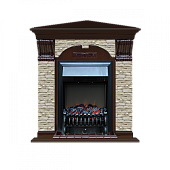 Каминокомплект Glenrich Арочный Грот однотонный угловой (дуб)+Fobos Black