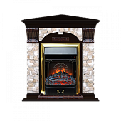 Каминокомплект Glenrich Арочный Арбат угловой (венге)+Majestic Brass