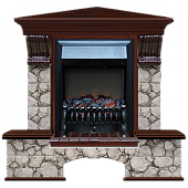 Каминокомплект Glenrich Бостон К Карелия угловой (красное дерево)+Fobos Black