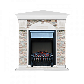 Каминокомплект Glenrich Арочный Грот цветной угловой (белый)+Fobos Black
