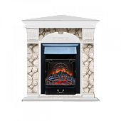 Каминокомплект Glenrich Арочный Карелия угловой (белый)+Majestic Black