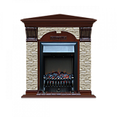 Каминокомплект Glenrich Арочный Грот однотонный угловой (красное дерево)+Fobos Black