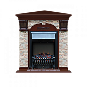 Каминокомплект Glenrich Арочный Грот цветной угловой (красное дерево)+Fobos Black