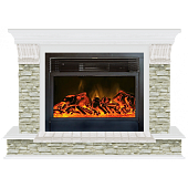 Каминокомплект Glenrich Панорама Грот однотонный 28 (белый)+Newflame