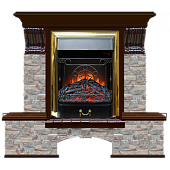 Каминокомплект Glenrich Бостон К Грот цветной (дуб)+Majestic Brass