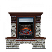 Каминокомплект Glenrich Бостон К Алтай (красное дерево)+Majestic Black