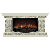 Каминокомплект Glenrich Брайтон Карелия 86 (беленый дуб)+Rondo S86