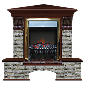 Каминокомплект Glenrich Бостон К Алтай угловой (красное дерево)+Fobos Brass