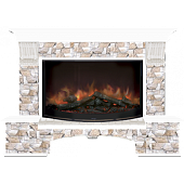 Каминокомплект Glenrich Бостон Арбат 86 (белый)+Rondo S86
