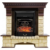 Каминокомплект Royal Flame Pierre Luxe шампань (темный дуб)+Majestic FX Black