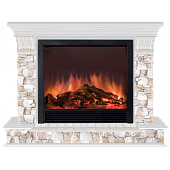 Каминокомплект Glenrich Панорама Арбат Sharm 39 (беленый дуб)+Sharm 39 BL