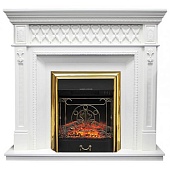 Каминокомплект Royal Flame Alexandria (белый дуб)+Majestic FX Brass