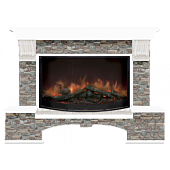 Каминокомплект Glenrich Бостон Грот цветной 86 (белый)+Rondo S86