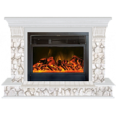 Каминокомплект Glenrich Панорама Карелия 28 (беленый дуб)+Newflame